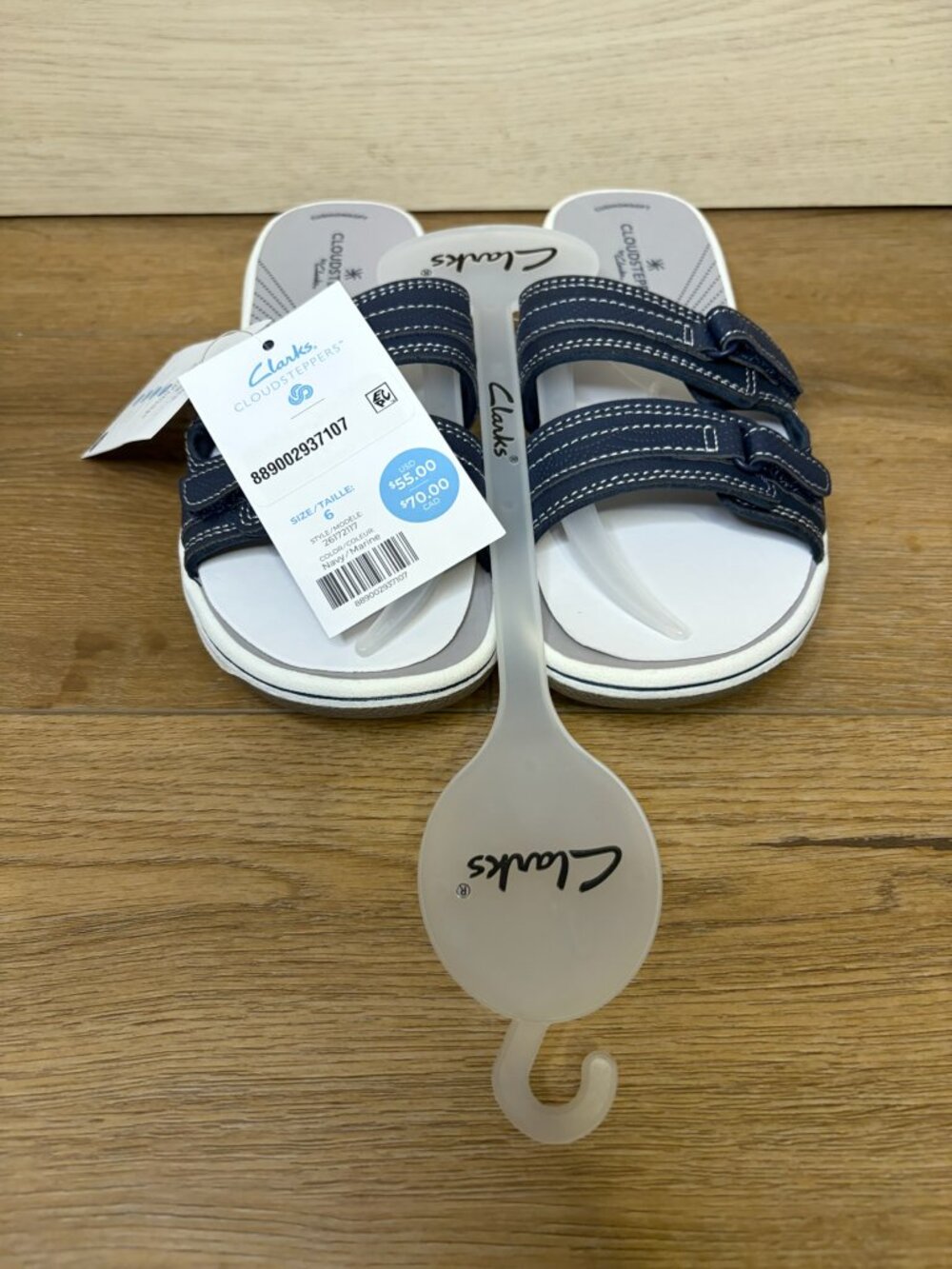 Clarks Breeze Piper H Blue Slide Sandals Cloudsteppers Cushion 6M NWT